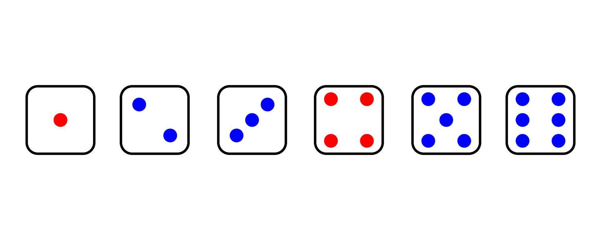 Set face cube six dot of game dice flat icon vector. vector