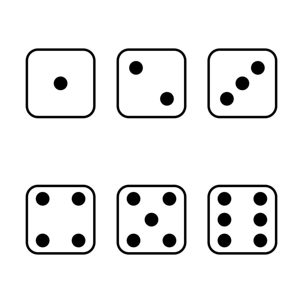 Set face cube six dot of game dice flat icon vector. vector