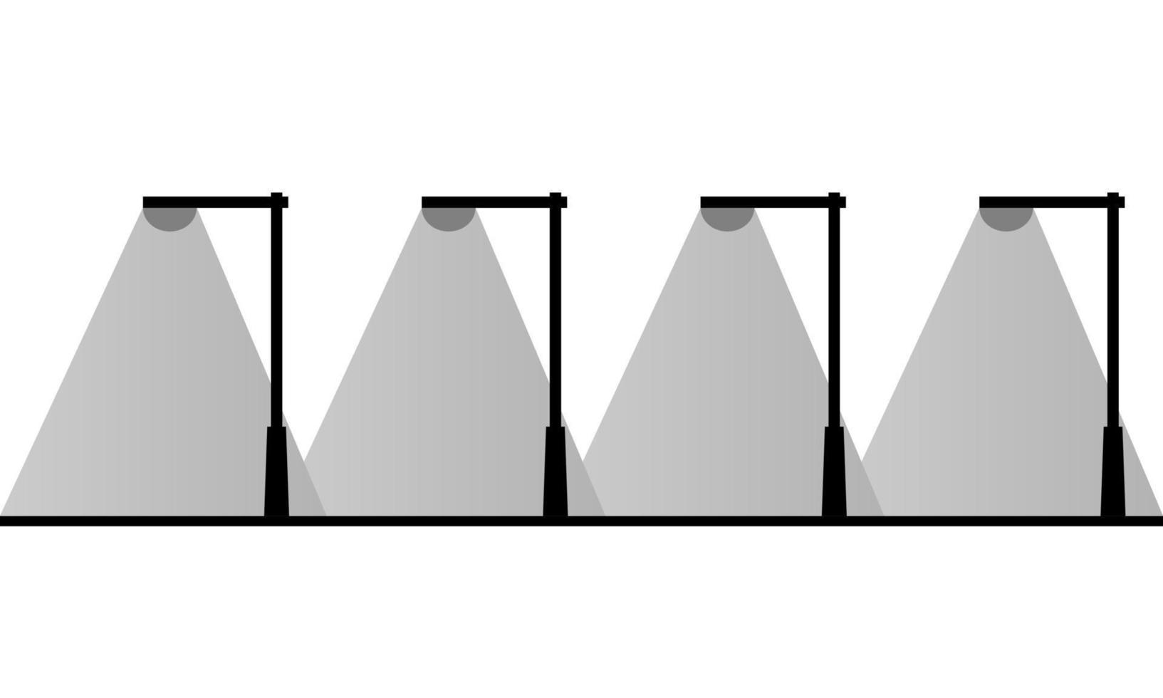 negro luz de la calle lámpara polos en noche hora en blanco antecedentes plano icono vector. vector