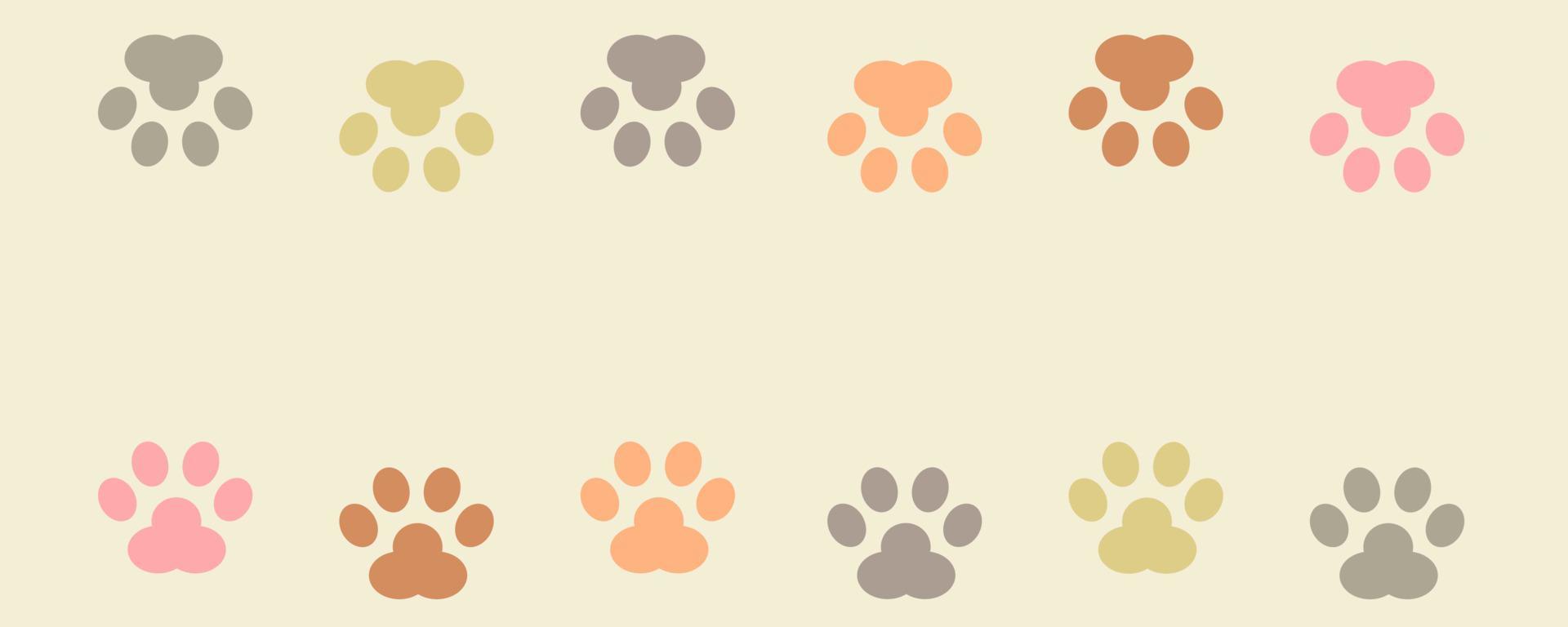 Multicolored colorful cute footprint of paws cat or dog pet flat vector icon.