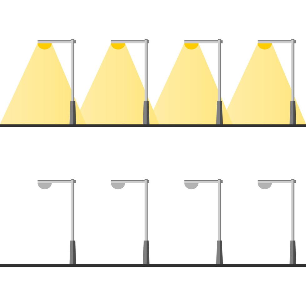 luz de la calle lámpara polos en noche y día hora en blanco antecedentes plano vector. vector