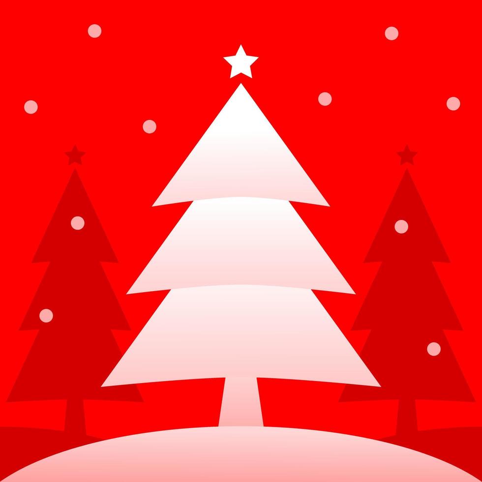 blanco Navidad árbol con nieve en rojo antecedentes concepto celebrar Navidad y nuevo año plano vector. vector