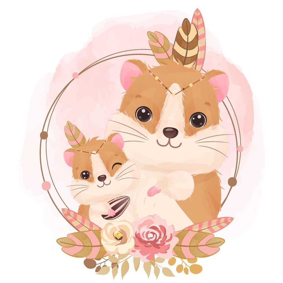 adorables animales bohemios mamá y bebé ilustración vector