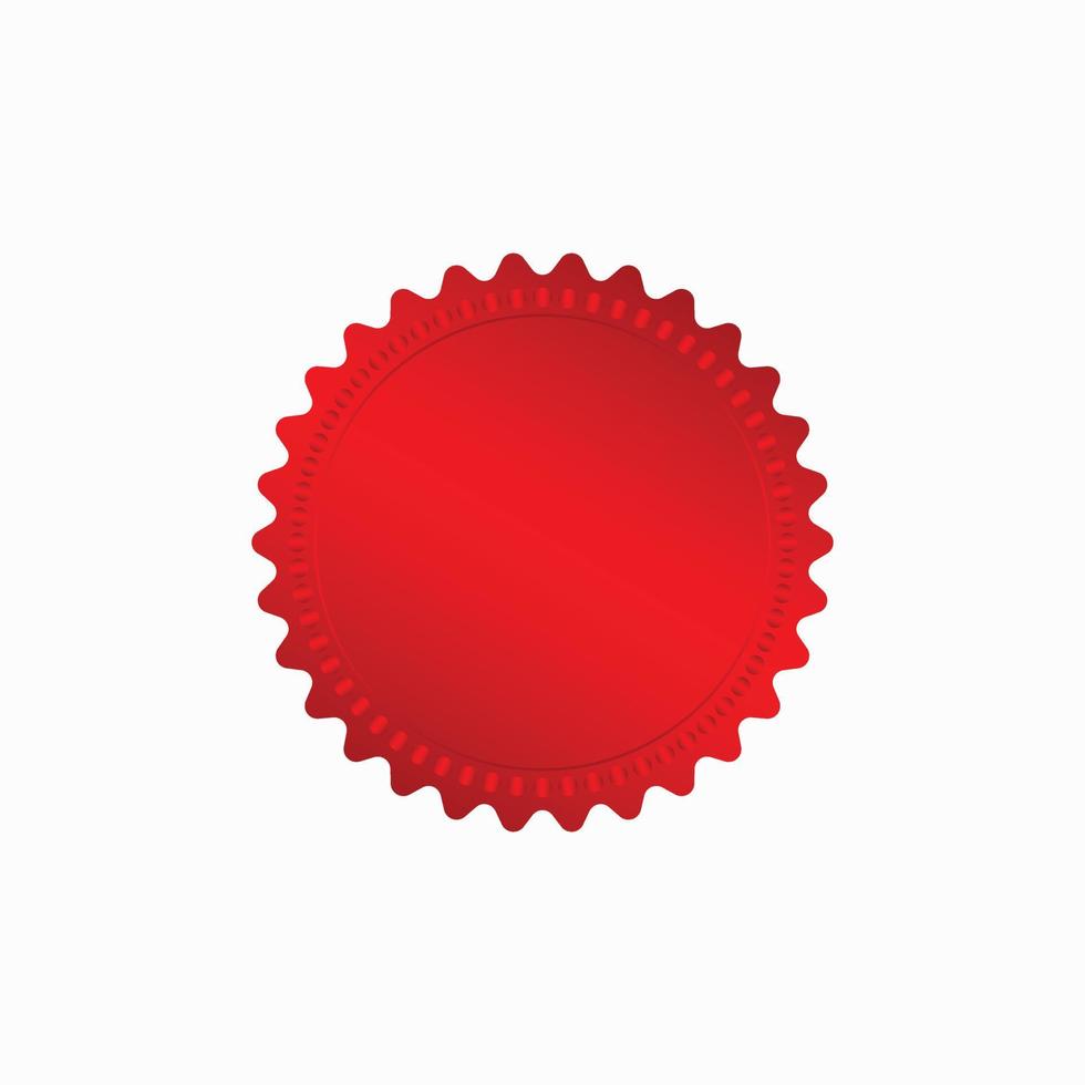 Round red badge isolated on a white background, seal stamp red luxury elegant banner con, Vector illustration certificate red foil seal or medal isolated.