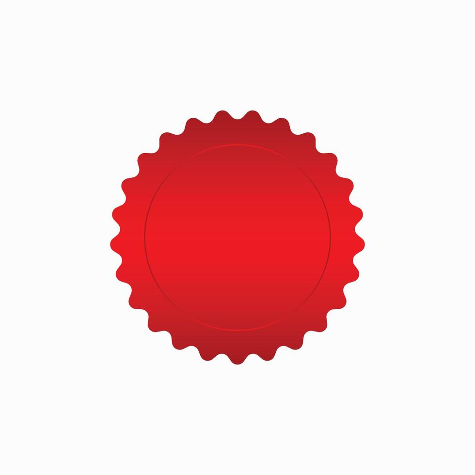 Round red badge isolated on a white background, seal stamp red luxury elegant banner con, Vector illustration certificate red foil seal or medal isolated.