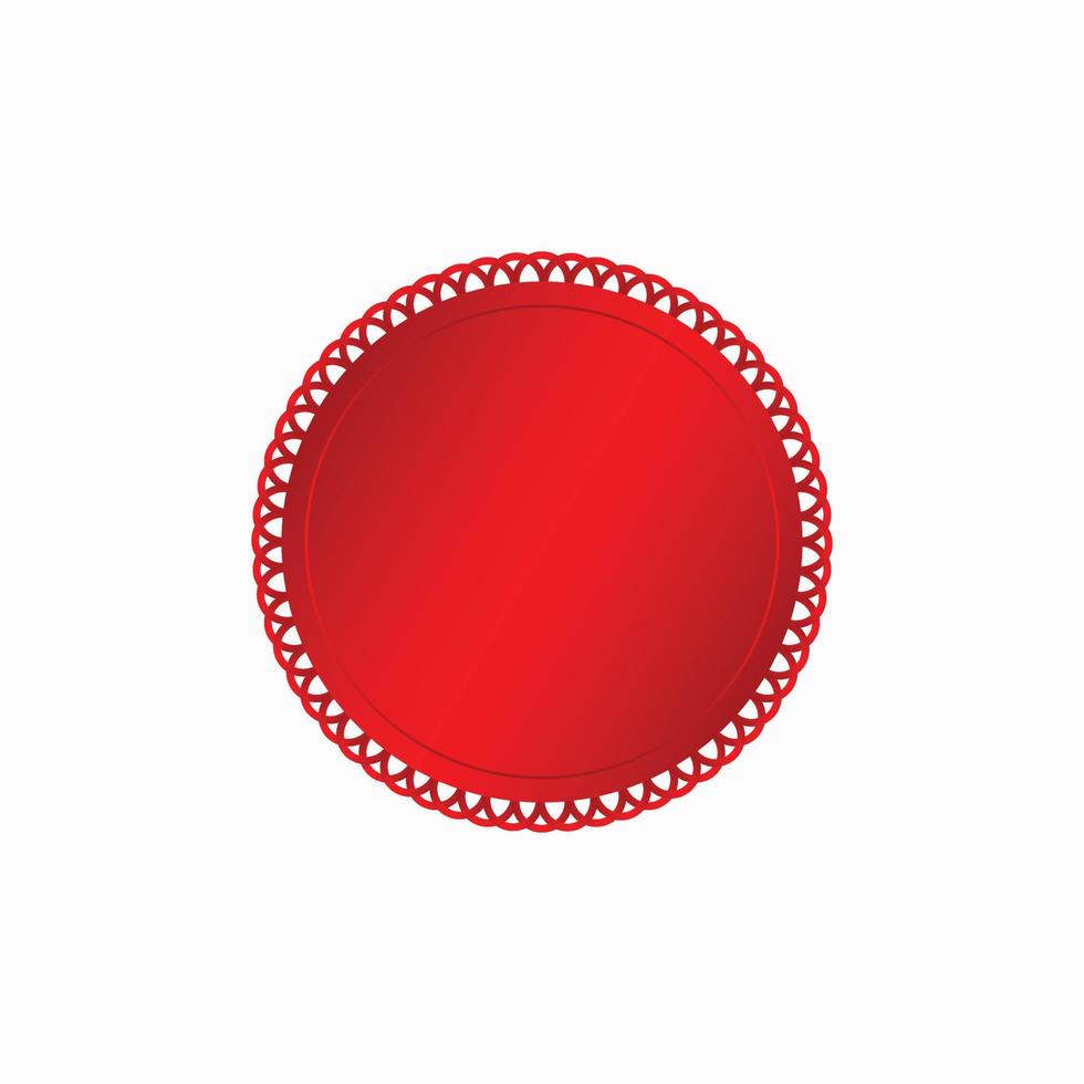 Round red badge isolated on a white background, seal stamp red luxury elegant banner con, Vector illustration certificate red foil seal or medal isolated.