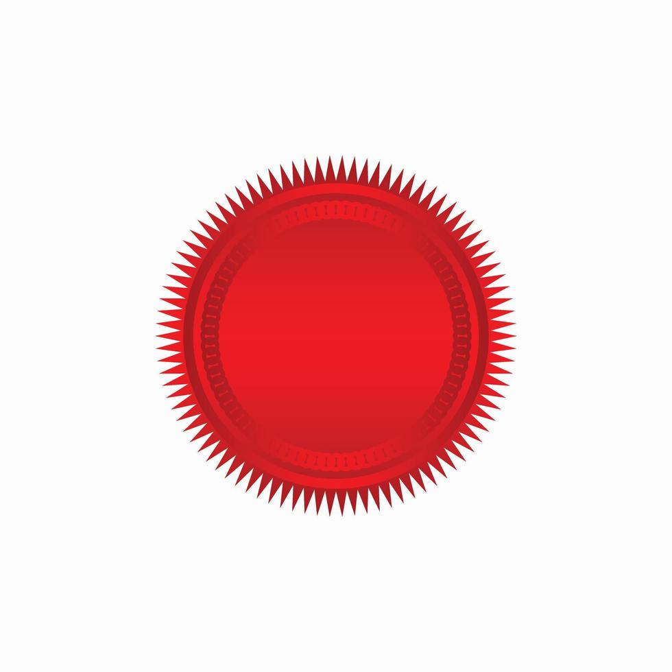 Round red badge isolated on a white background, seal stamp red luxury elegant banner con, Vector illustration certificate red foil seal or medal isolated.