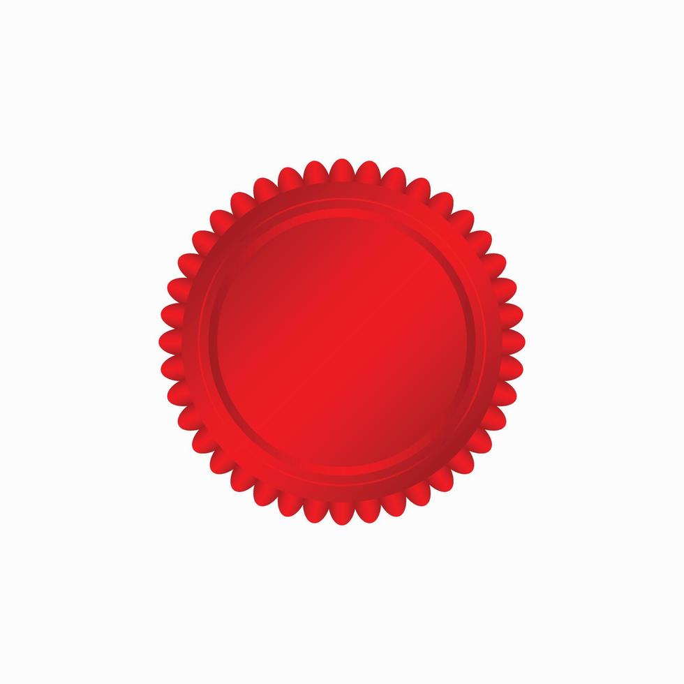 Round red badge isolated on a white background, seal stamp red luxury elegant banner con, Vector illustration certificate red foil seal or medal isolated.