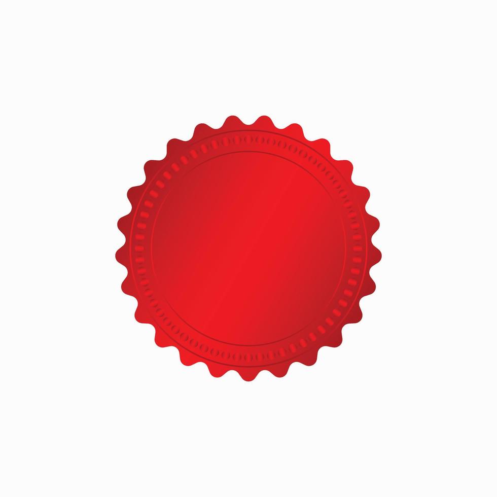 Round red badge isolated on a white background, seal stamp red luxury elegant banner con, Vector illustration certificate red foil seal or medal isolated.