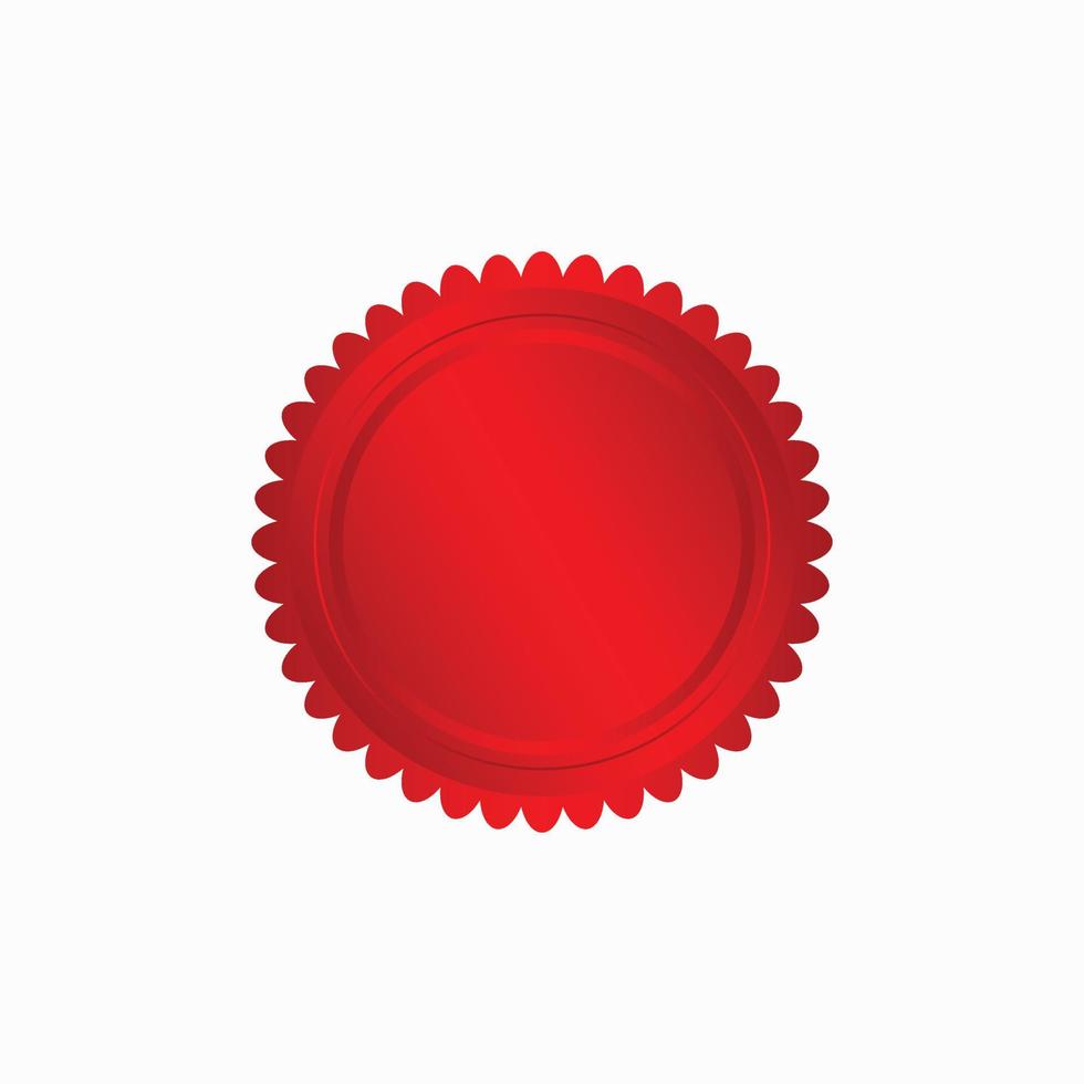 Round red badge isolated on a white background, seal stamp red luxury elegant banner con, Vector illustration certificate red foil seal or medal isolated.