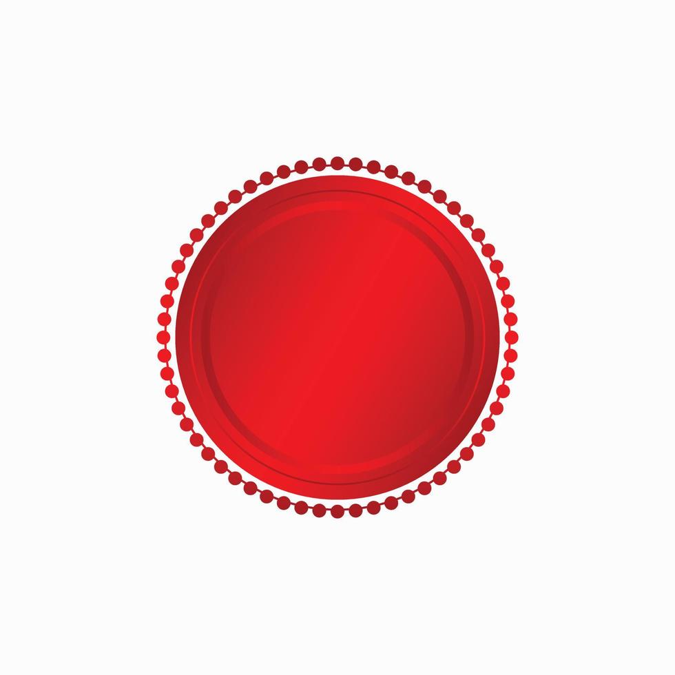 Round red badge isolated on a white background, seal stamp red luxury elegant banner con, Vector illustration certificate red foil seal or medal isolated.