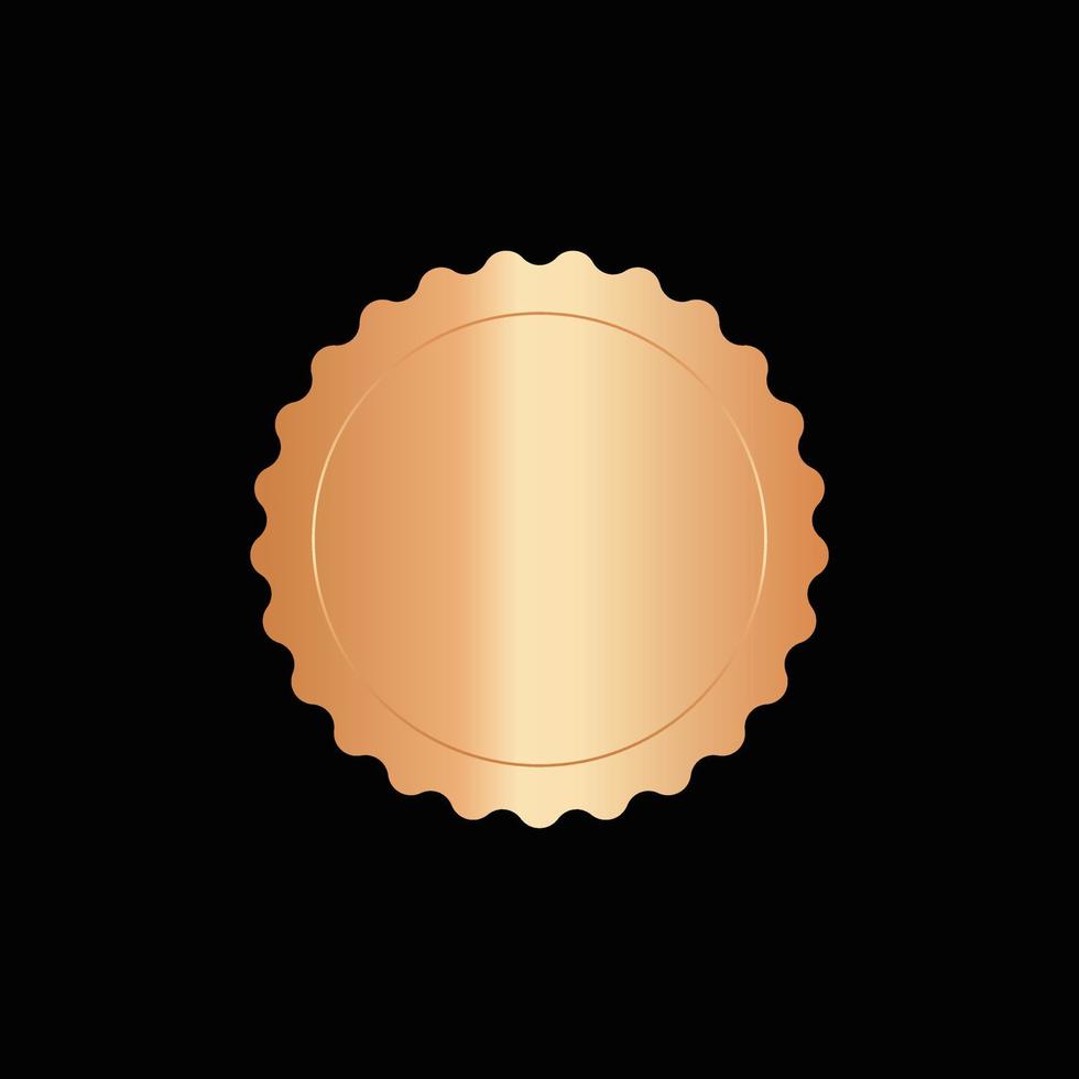 Round golden badge isolated on a Black background, seal stamp gold luxury elegant banner con, Vector illustration certificate gold foil seal or medal isolated.
