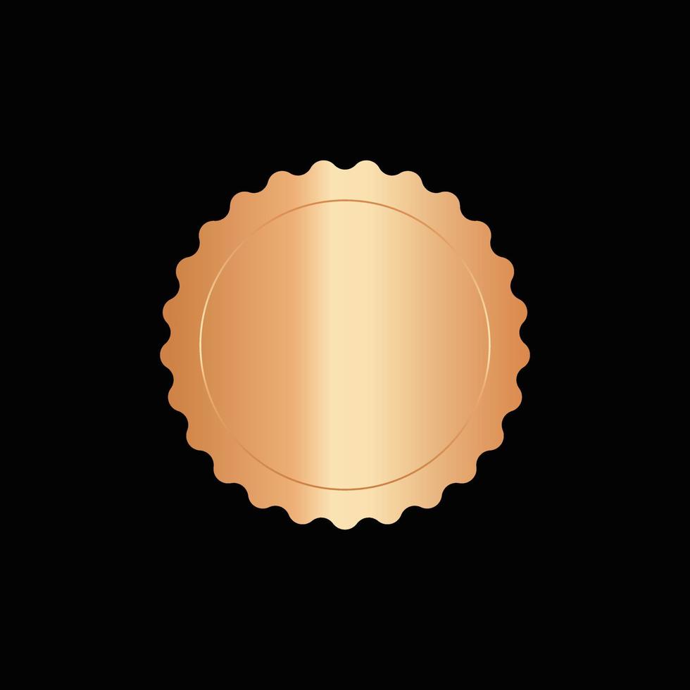 Round golden badge isolated on a Black background, seal stamp gold luxury elegant banner con, Vector illustration certificate gold foil seal or medal isolated.