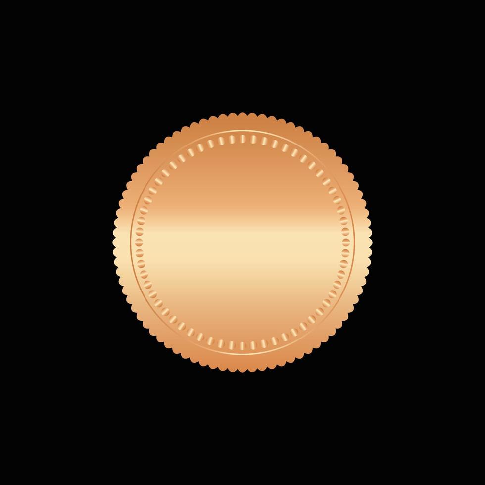 redondo dorado Insignia aislado en un negro fondo, sello sello oro lujo elegante bandera estafa, vector ilustración certificado oro frustrar sello o medalla aislado.