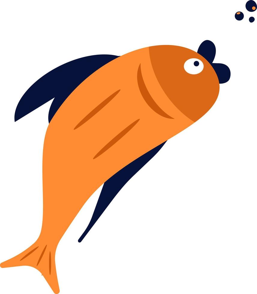 Big orange fish with bubbles vector