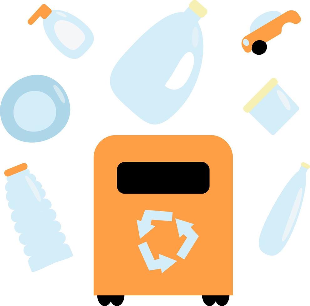 reciclaje de diferente materiales y clasificación el plastico residuos vector