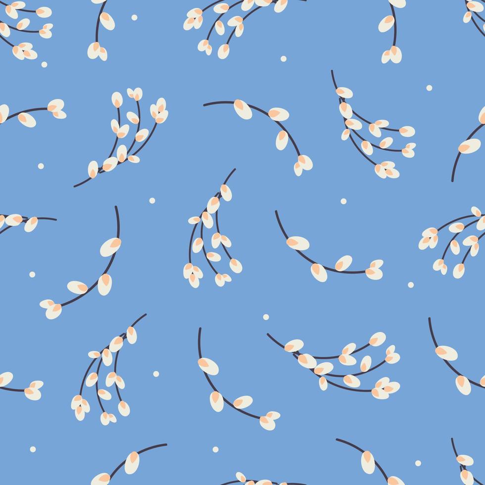 Willow seamless pattern. Willow twigs background vector