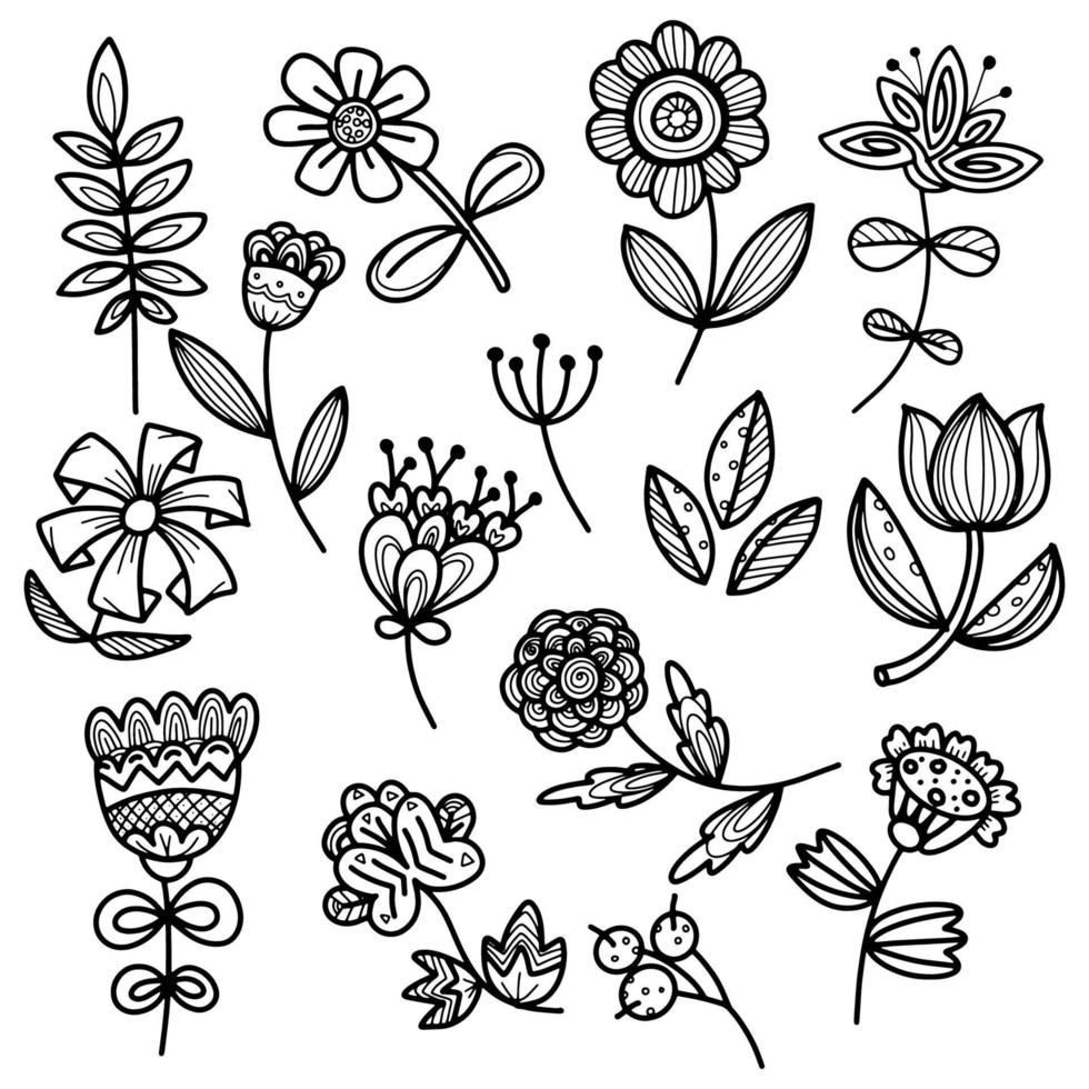 Hand drawn floral  leaves elements made in vector. For wedding design, logo greeting card. vector