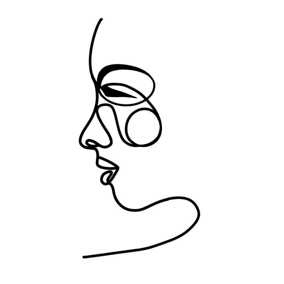 retrato un mujer en moderno resumen estilo. mano dibujado vector ilustración