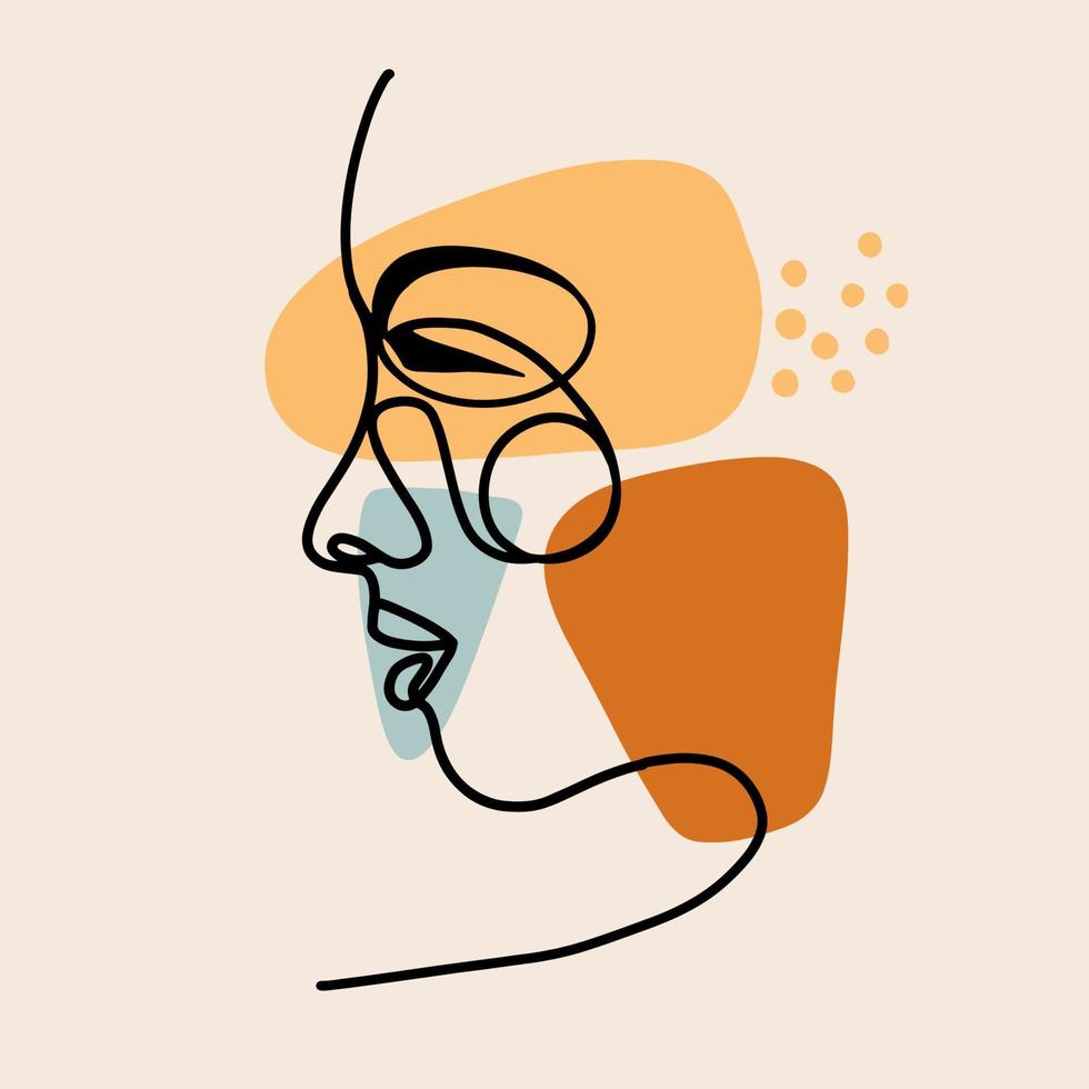Portrait a woman in modern abstract style. Hand drawn vector illustration