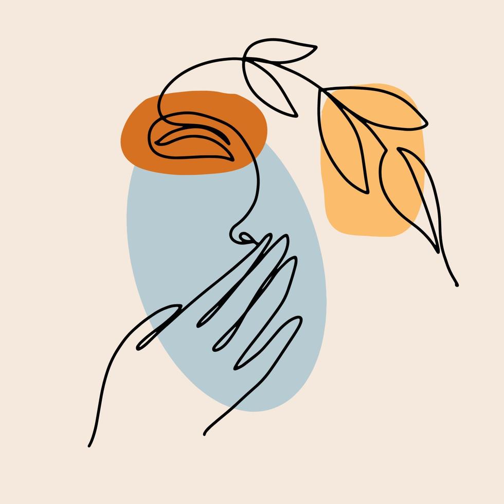 Portrait a woman in modern abstract style. Hand drawn vector illustration