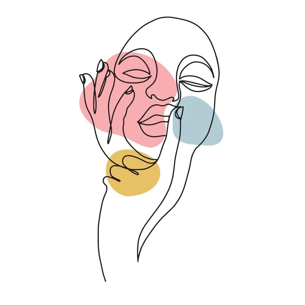 Portrait a woman in modern abstract style. Hand drawn vector illustration