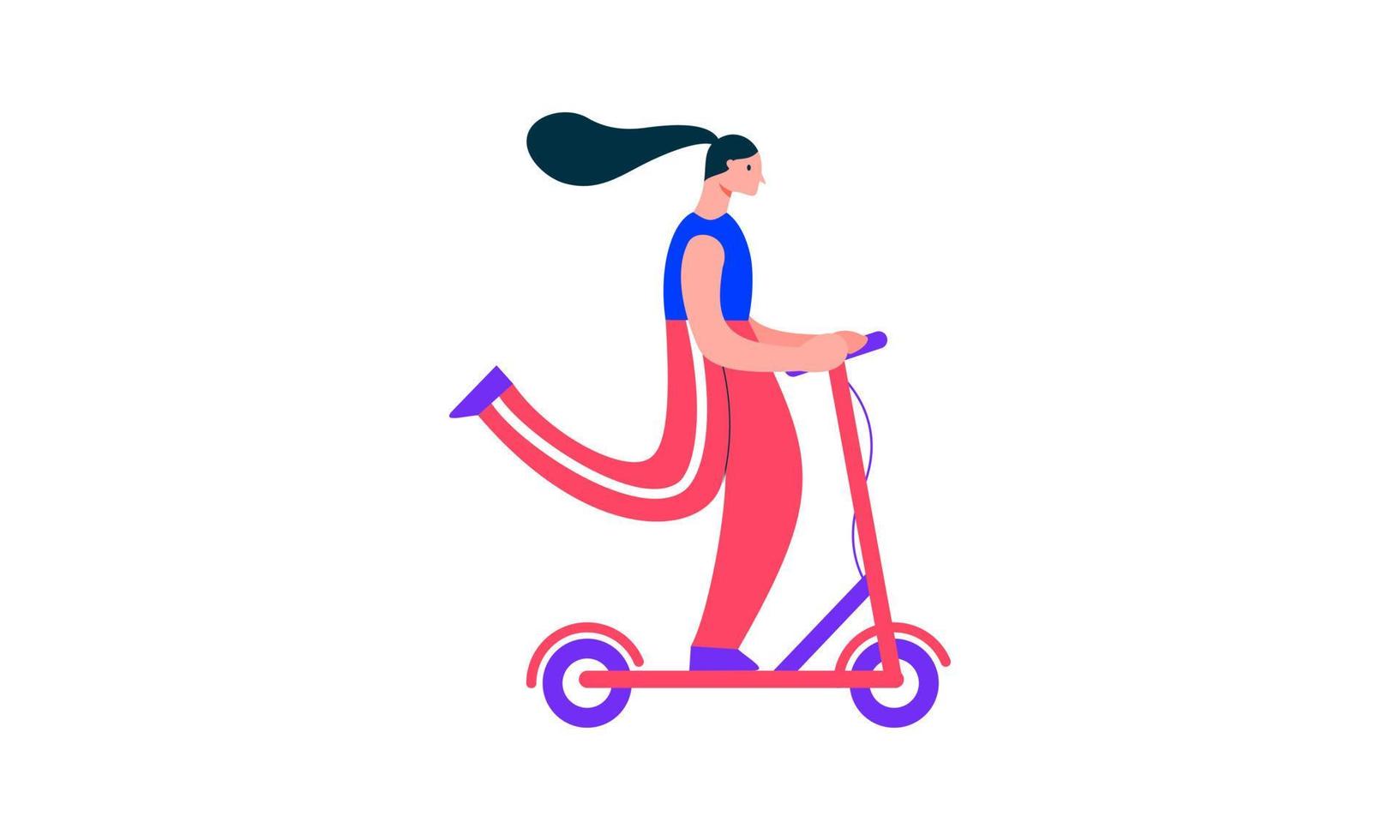 People riding electric walk scooters at full speed illustration vector