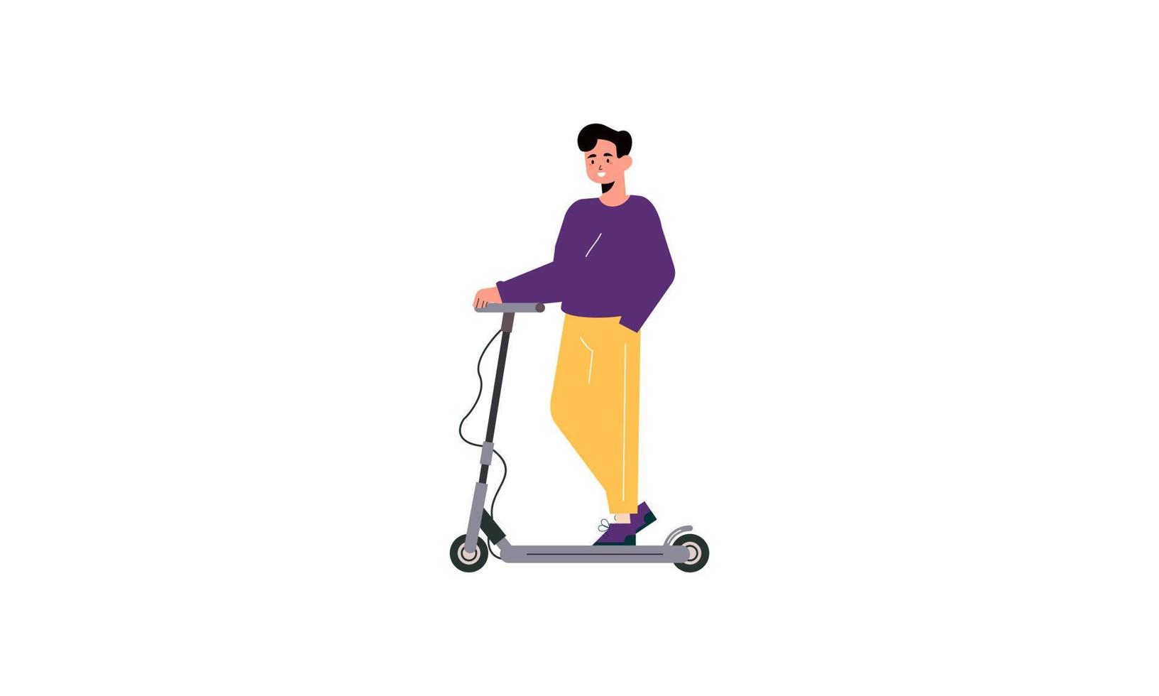 People riding electric walk scooters at full speed illustration vector