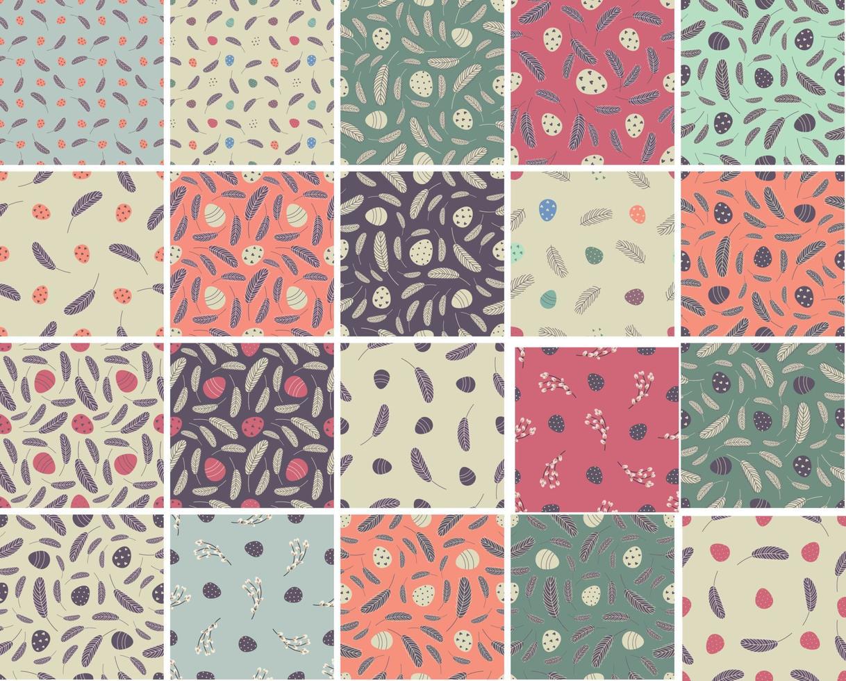 A collection of seamless Easter patterns. Seamless backgrounds with Easter eggs vector