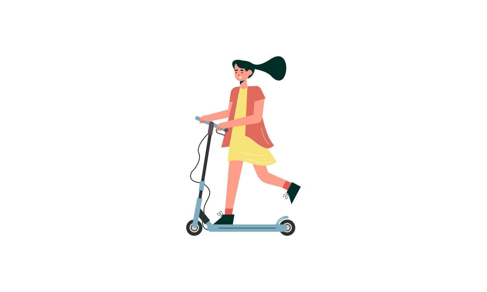 People riding electric walk scooters at full speed illustration vector