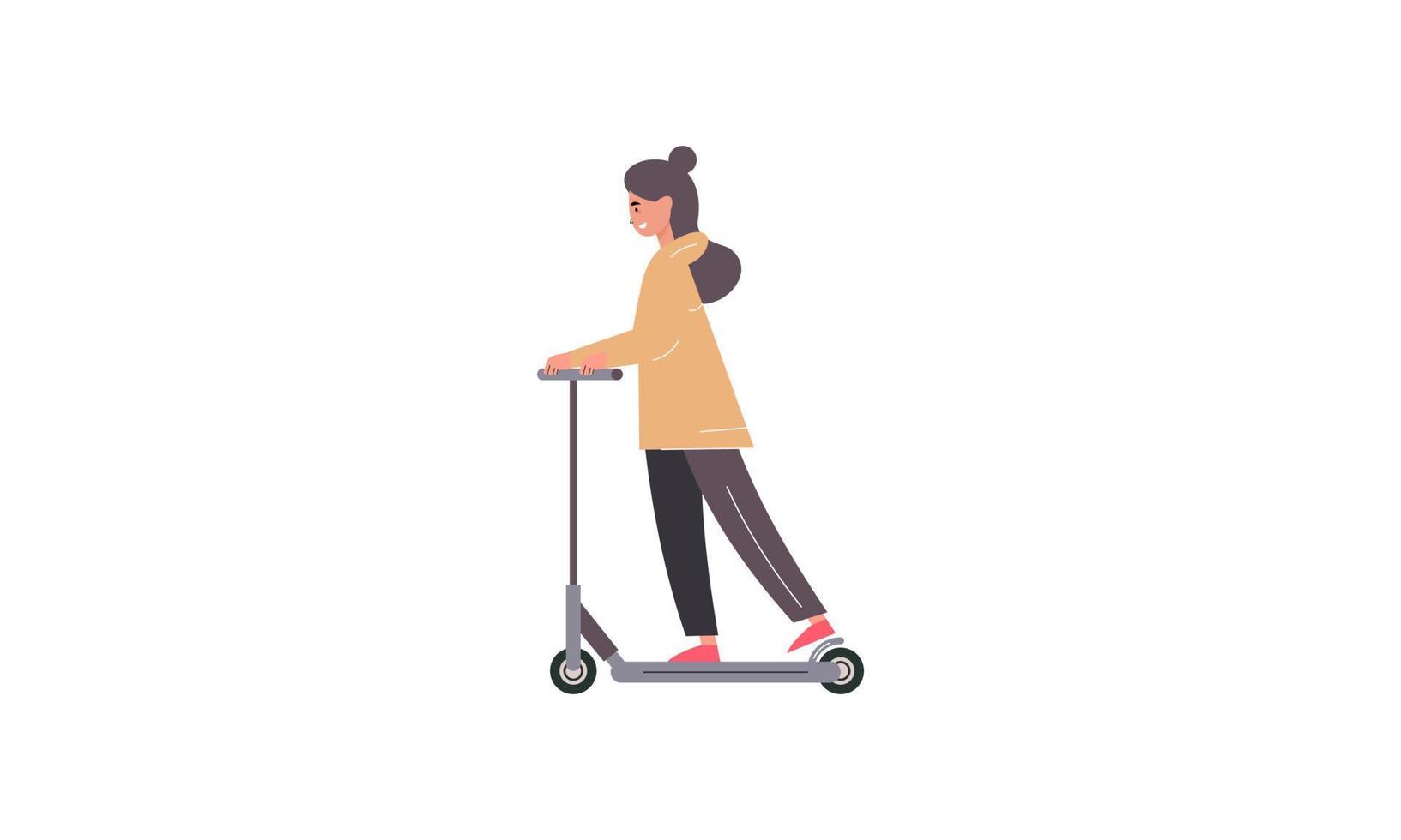 personas montando eléctrico caminar scooters a lleno velocidad ilustración vector