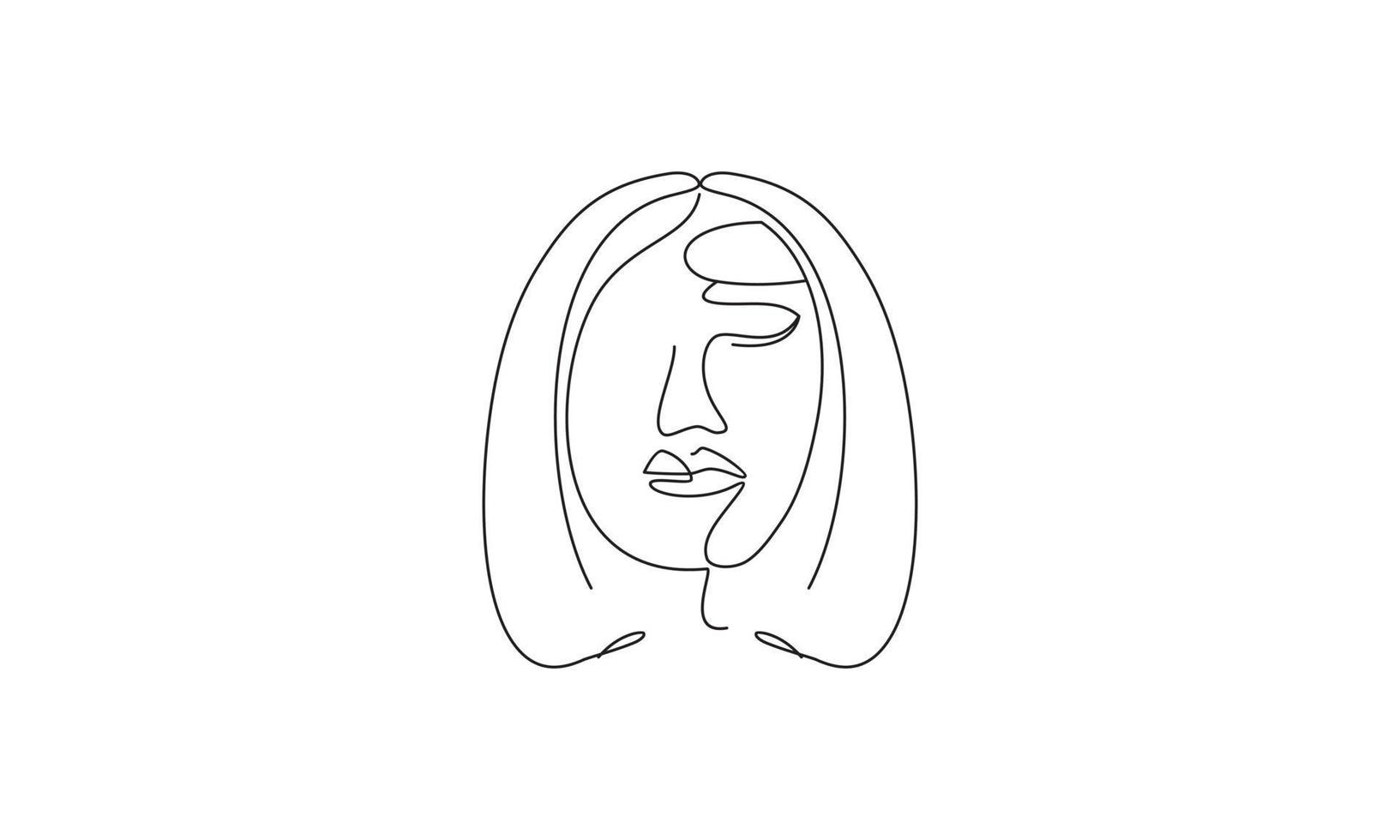 Woman face with beautiful abstract lines logo vector