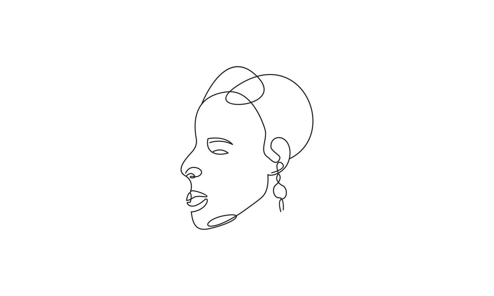 Woman face with beautiful abstract lines logo vector