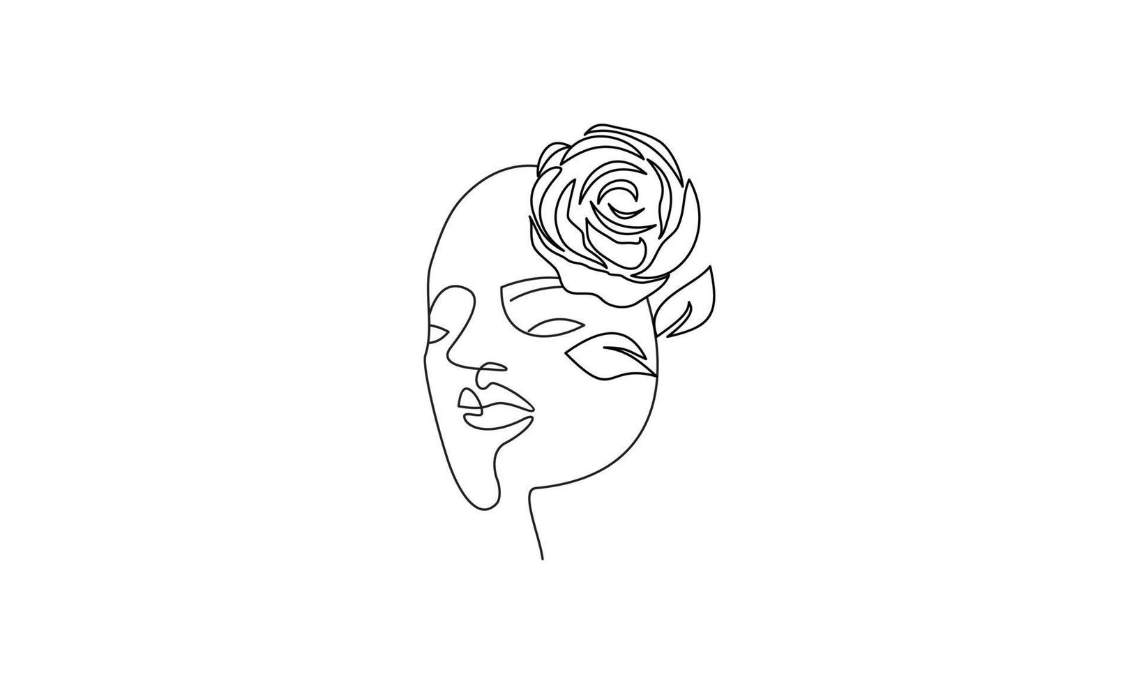 Woman face with beautiful abstract lines logo vector