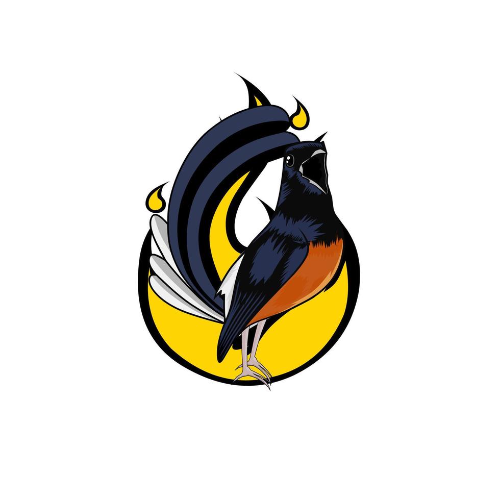 Murai batu illustration vector graphics. Open the beak. suitable for bird logo design.