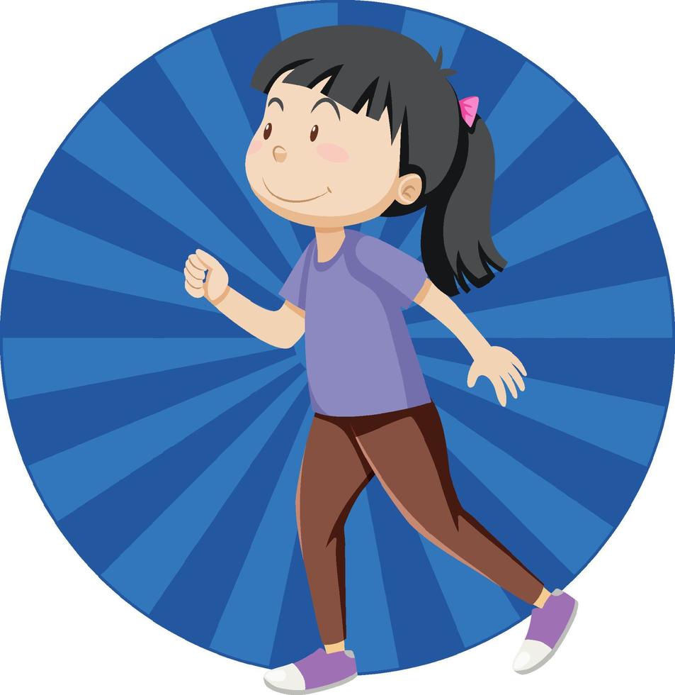 Active girl simple cartoon character vector