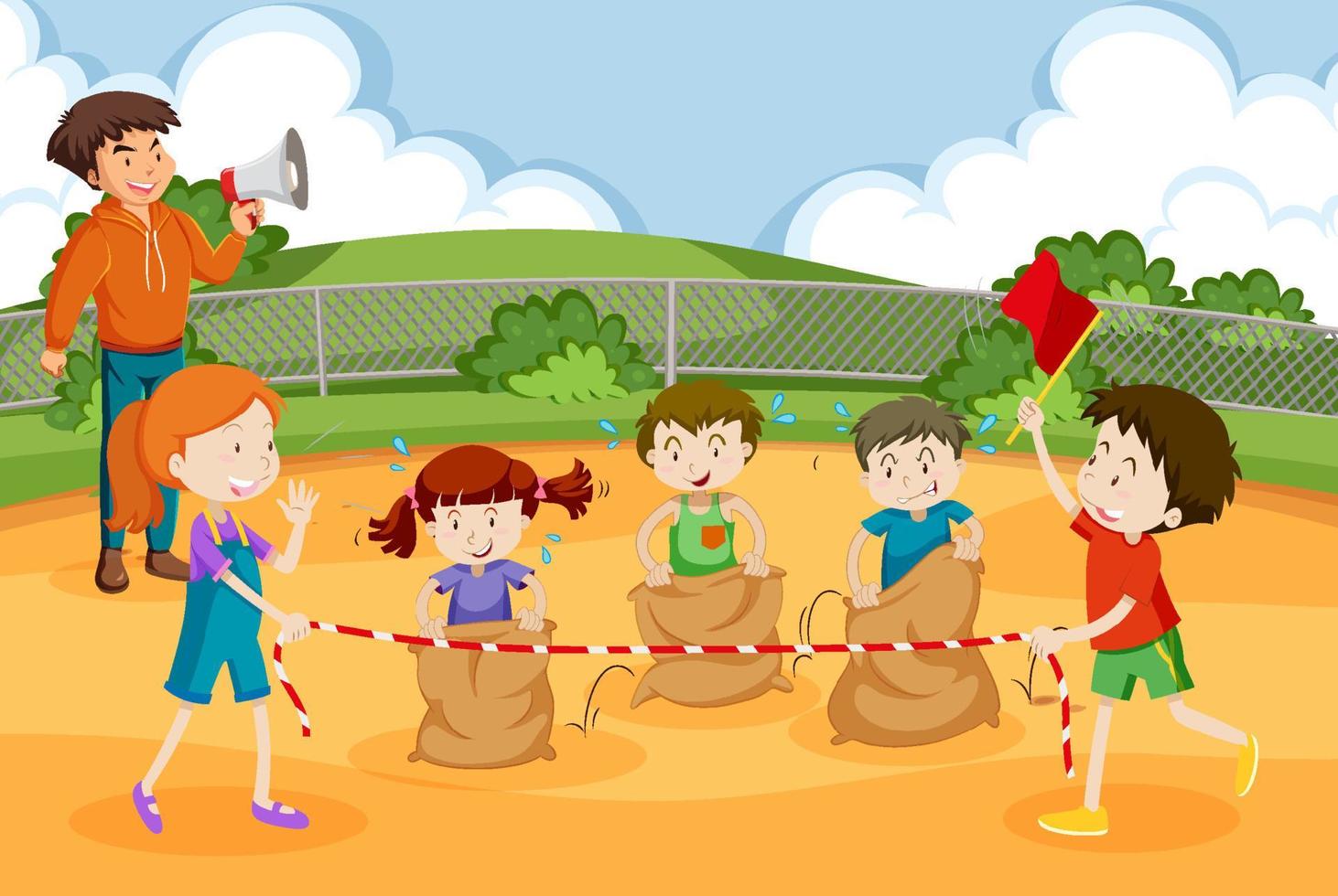 Kids doing physical activity vector