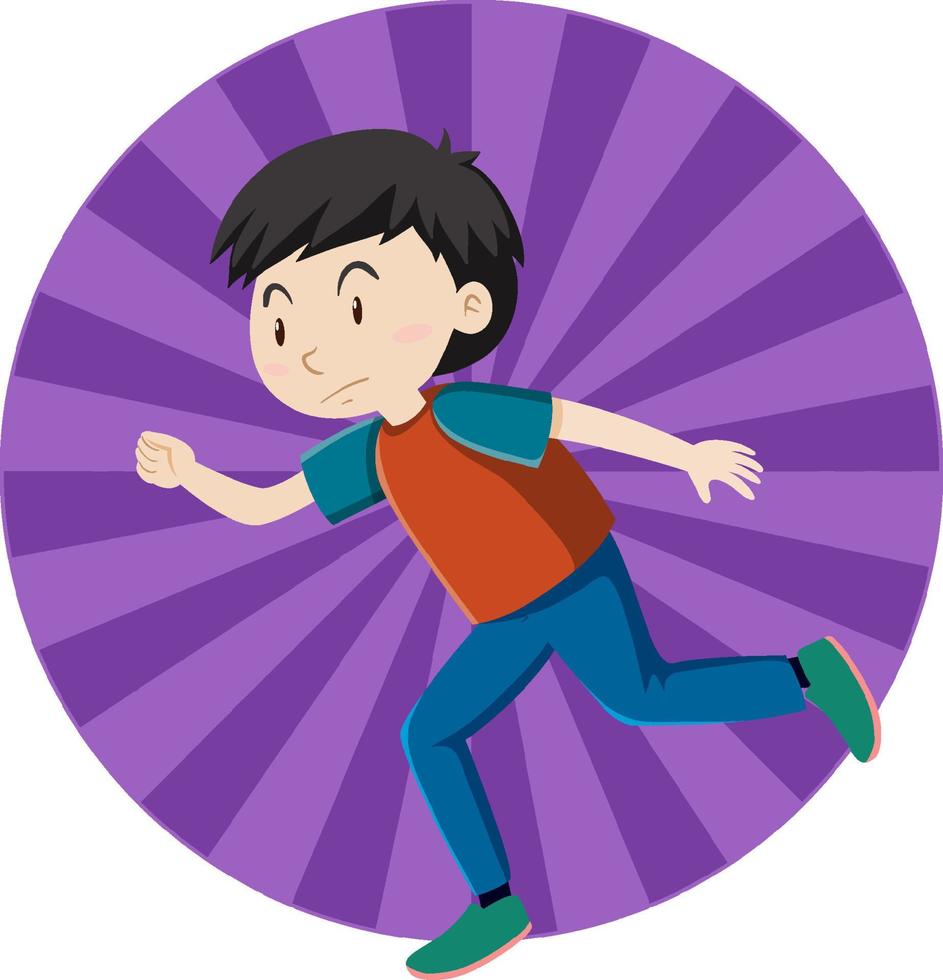 Active boy simple cartoon character vector