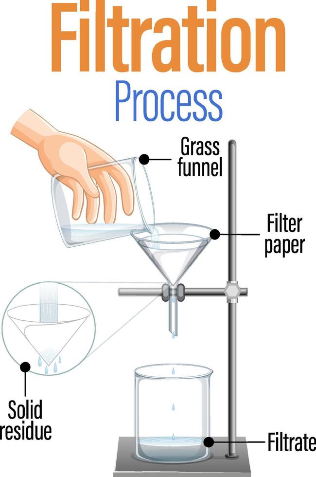 Diagram showing filtration process vector