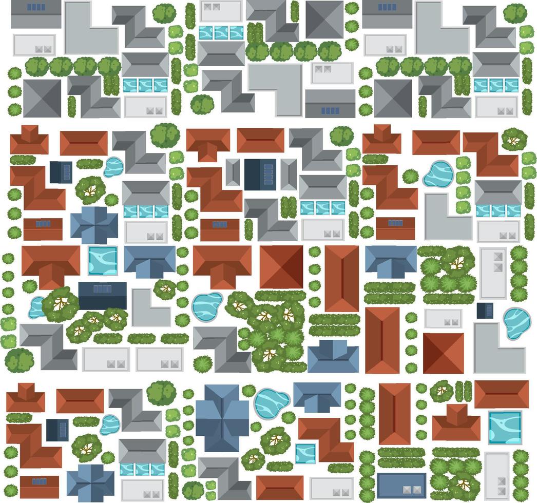 Aerial view of the houses village vector