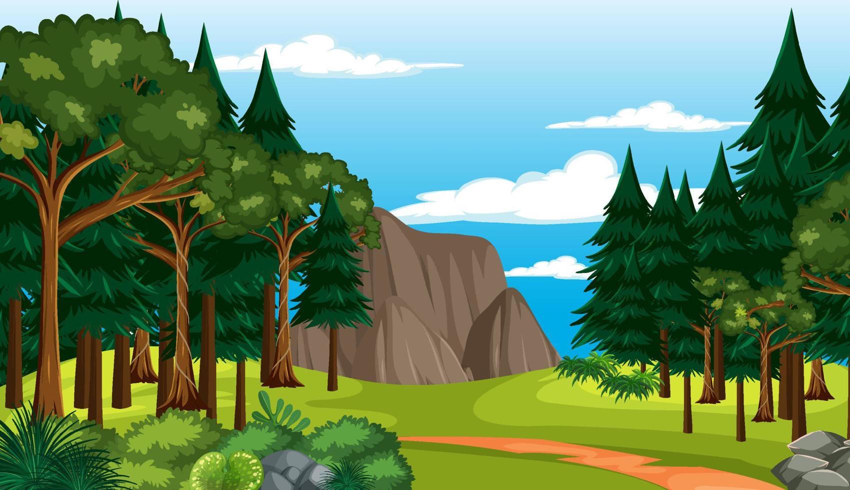 Empty forest environment background vector