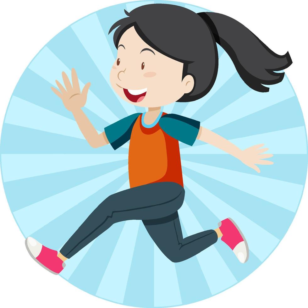 Active girl simple cartoon character vector