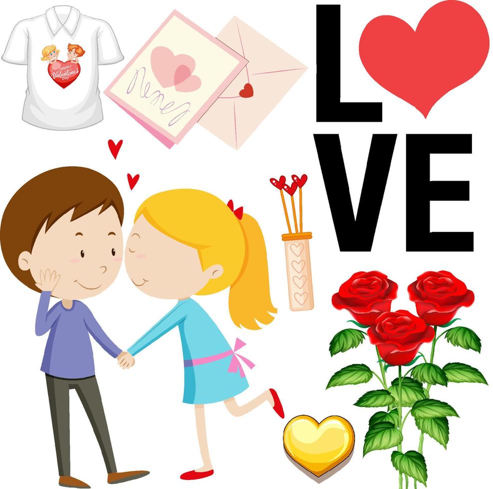 Valentine theme with boy and girl vector