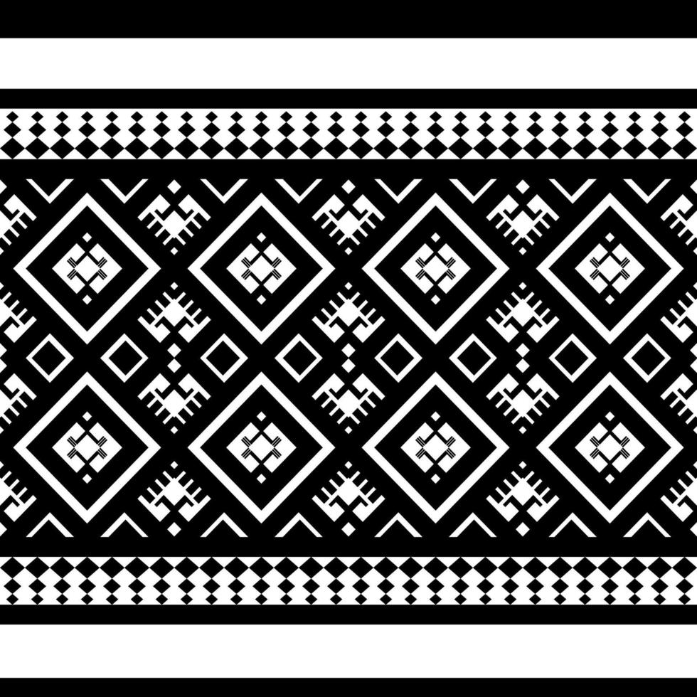 White and black in vector format, a geometrical ethnic seamless pattern for wallpaper, background, fabric, curtains, carpets, apparel, batik, and wrapping paper.