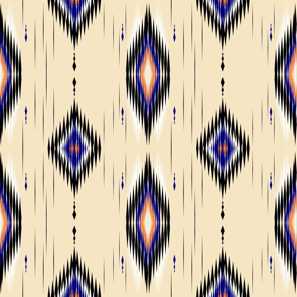 Geometric ethnic seamless pattern ikat art embroidery style wallpaper, background, fabric, curtain, carpet, clothing, batik, wrapping design. vector