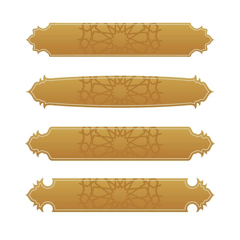 set of islamic ribbon banner for arabic text vector
