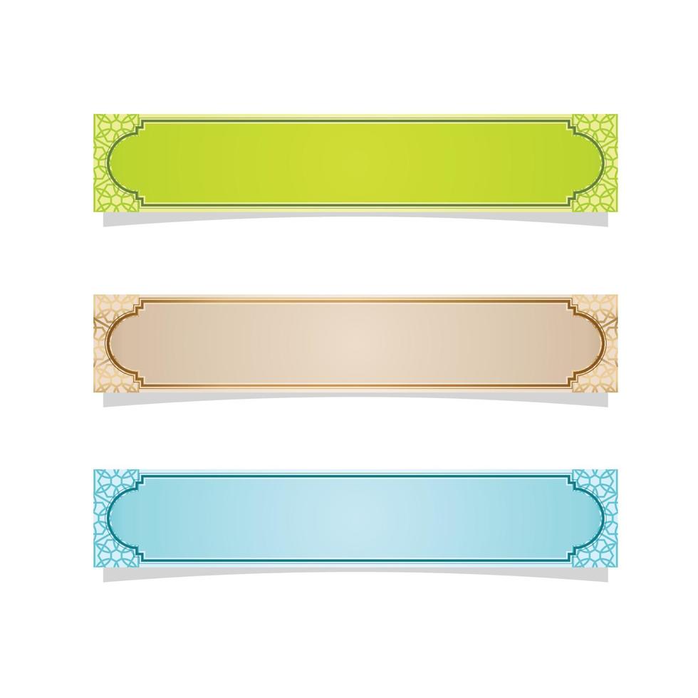 set of islamic ribbon banner for arabic text vector