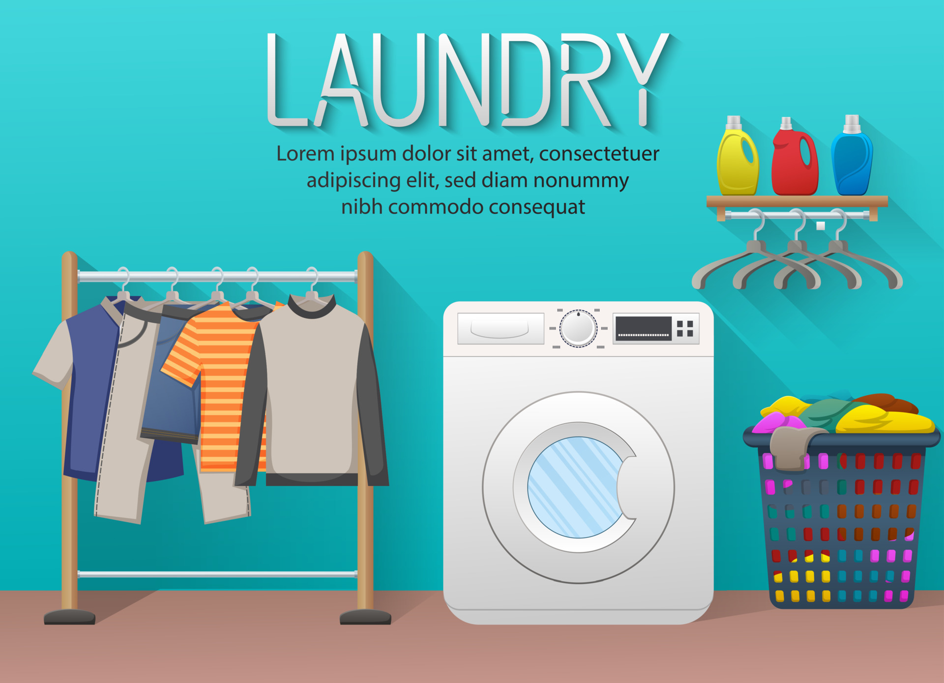 Laundry service banner with Laundry room elements 19852199 Vector Art