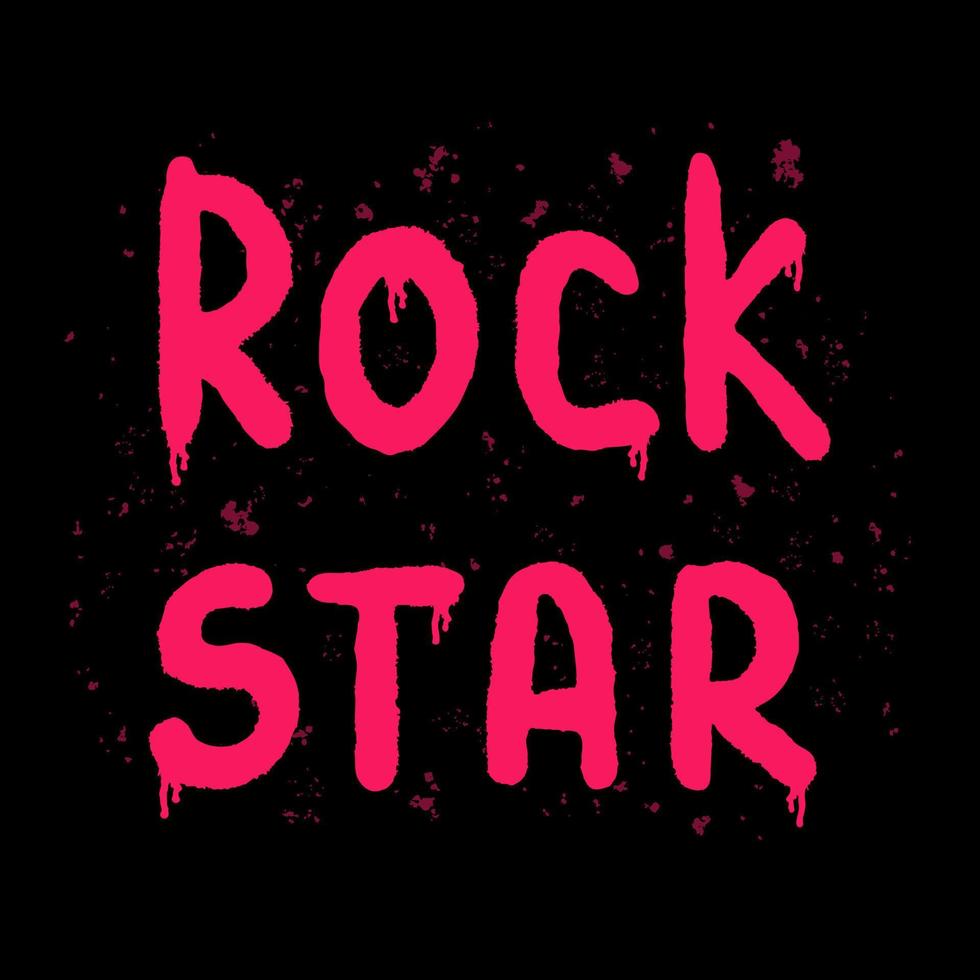 Rock Star, graffiti text. Illustration for printing, backgrounds, covers, packaging, greeting cards, posters, stickers, textile and seasonal design. Isolated on black background. vector