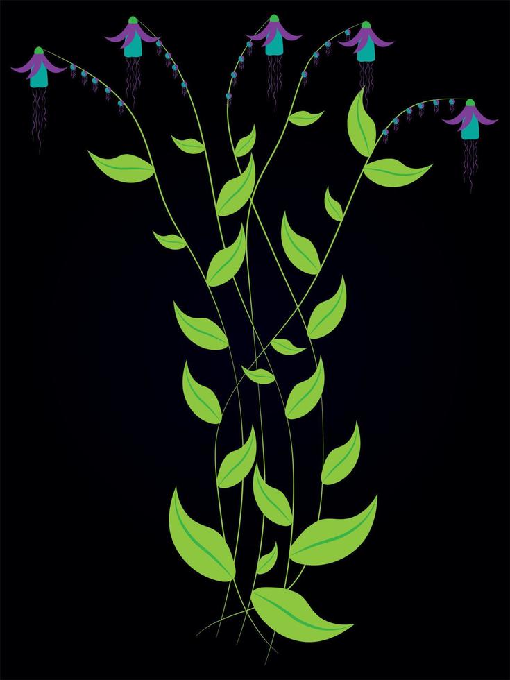 Unusual plants with flowers bouquet vector illustration